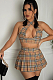 Plaid Halter Top Skirt Set