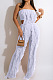 Wholesale Sexy Women Mest Patchwork Strapless Trousets Solid Color Banch Fashion Sets CM8601