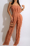 Wholesale Sexy Women Mest Patchwork Strapless Trousets Solid Color Banch Fashion Sets CM8601