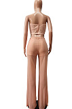 Wholesale Sexy Women Mest Patchwork Strapless Trousets Solid Color Banch Fashion Sets CM8601