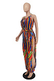 Sexy New Women Tie Dye Bandage Sleeveless Side Open Jumpsuits ZDD31193