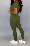 New Hot Sales Women Short Sleeve Zipper Hoodie Jogger Pants Casual Sport Sets BS1303