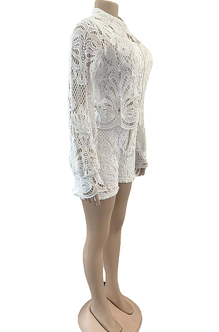Luxe Romantic Acetate Ditsy Floral Long Sleeve Mock Neck Mid Waist Shorts Sets QZ3334