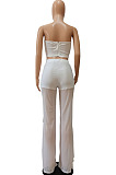 Wholesale Sexy Women Mest Patchwork Strapless Trousets Solid Color Banch Fashion Sets CM8601