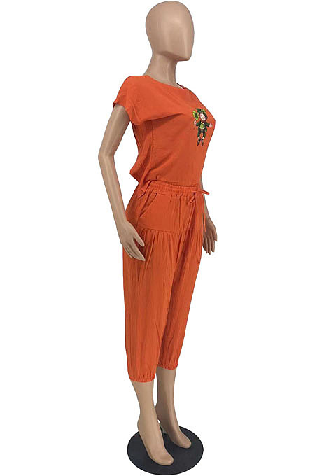 Casual New Letter Printed Short Sleeve Tops Cargo Pants Solid Color Sport Sets AMX6082