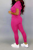 New Hot Sales Women Short Sleeve Zipper Hoodie Jogger Pants Casual Sport Sets BS1303