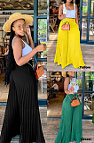 Casual Romantic Simplee Polyester Pleated Mid Waist Wide Leg Pants D8486