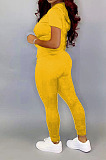 New Hot Sales Women Short Sleeve Zipper Hoodie Jogger Pants Casual Sport Sets BS1303
