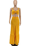 Elegant Wholesale Sexy Women Strapless High Waist Slit Long Skirts Solid Color Sets AMX6079