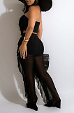 Wholesale Sexy Women Mest Patchwork Strapless Trousets Solid Color Banch Fashion Sets CM8601