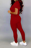 New Hot Sales Women Short Sleeve Zipper Hoodie Jogger Pants Casual Sport Sets BS1303