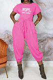 Casual New Letter Printed Short Sleeve Tops Cargo Pants Solid Color Sport Sets AMX6082