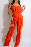 Wholesale Sexy Women Mest Patchwork Strapless Trousets Solid Color Banch Fashion Sets CM8601