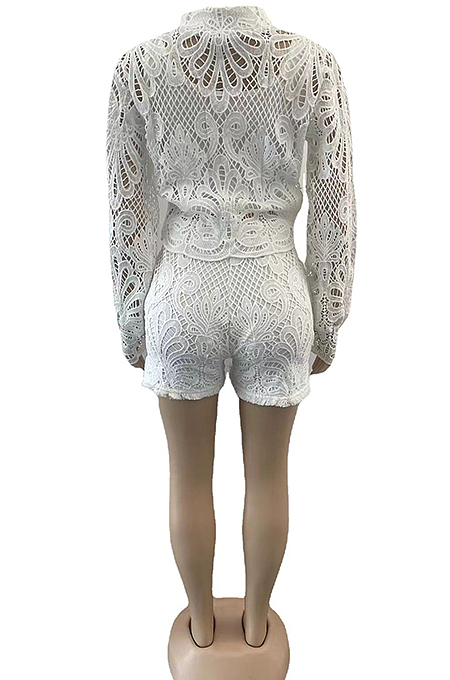 Luxe Romantic Acetate Ditsy Floral Long Sleeve Mock Neck Mid Waist Shorts Sets QZ3334