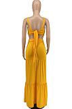 Elegant Wholesale Sexy Women Strapless High Waist Slit Long Skirts Solid Color Sets AMX6079