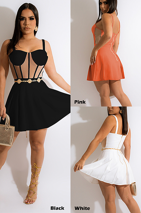 Luxe Elegant Sexy Romantic Polyester Sleeveless Strappy Halterneck Ruffle A Line Dress JH298