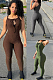 Cute Sporty Sexy Polyester Sleeveless Strappy Halterneck Self Belted Bodycon Jumpsuit N9311