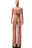 Wholesale Sexy Women Mest Patchwork Strapless Trousets Solid Color Banch Fashion Sets CM8601