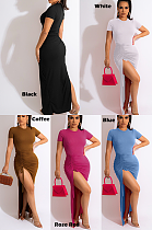 Plain Side Split Long Dress