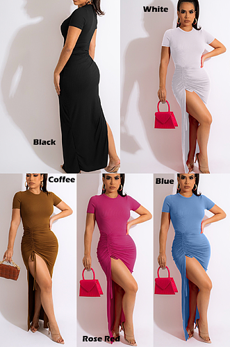 Plain Side Split Long Dress