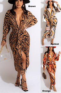 Self-tied Button Up Long Dress