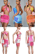 Luxe Boho Elegant Sexy Polyester Ditsy Floral Sleeveless Halterneck Knot Side Mini Dress LML221