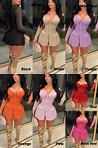 Modest Elegant Sexy Polyester Long Sleeve Scoop Neck Mesh Bandeau Bra Mid Waist Shorts Sets LML306