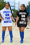 Casual Sporty Letter Short Sleeve Tie Neck Lantern Sleeve Mini Dress FM6243
