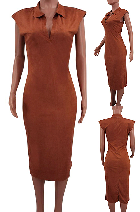 Casual Vintage Sexy Polyester Sleeveless V Neck Square Neck Ruffle Long Dress HH10113