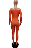 Fashion Casual Boat Neck Long Sleeve Hollow Out Bodycon Jumpsuits F88416