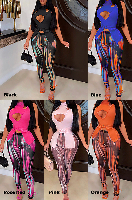 Hollowed Out Pants Set