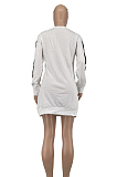 Modest Vintage Pop Art Print Long Sleeve Round Neck Shift Dress Z90022