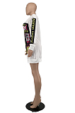Modest Vintage Pop Art Print Long Sleeve Round Neck Shift Dress Z90022