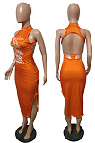 Sexy Backless Split Hem Slip Dress T262