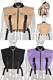 Off Shoulder Zipper Up Jacket