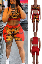 Sporty Animal Graphic Cartoon Graphic Sleeveless Scoop Neck Tank Top Shorts Sets LS6487