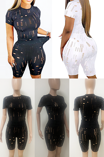 Hollowed Out Short Sleeve Romper