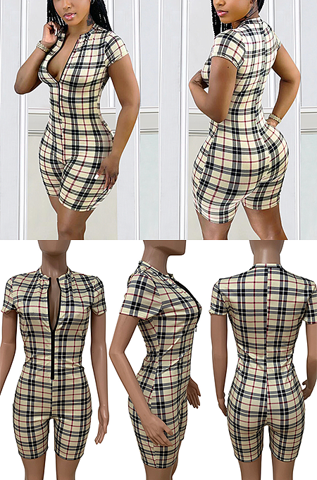 Half Zipper Romper
