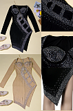 WHOLESALE | Luxe Sexy Long Sleeve Mesh Curved Hem Roll-Up Sleeve Mini Dress K2123