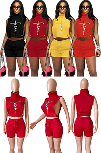 Off Shoulder Hollowed Out Shorts Set
