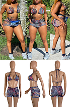 Casual Vintage Sexy Tribal Cold Shoulder Ripped Shorts Sets LS6488