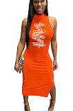 Sexy Backless Split Hem Slip Dress T262
