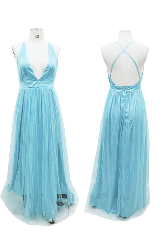 Elegant Mesh Strappy Long Dress LPL0796