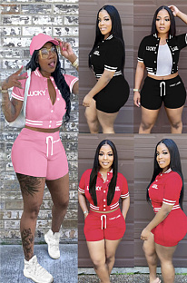 embroidered bandage pocket button letter sports suit GL6559