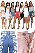 Sexy cut open button denim shorts ME2841