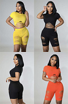 Tight Sexy worn short sleeved sportswear shorts two piece set ME7443