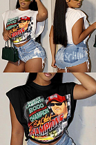 Off Shoulder Printed T-shirt