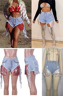 Sequines Denim Shorts