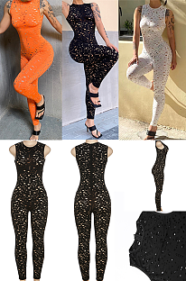 Off Shoulder Hollow-out Jumpsuit