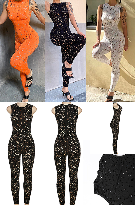 Off Shoulder Hollow-out Jumpsuit